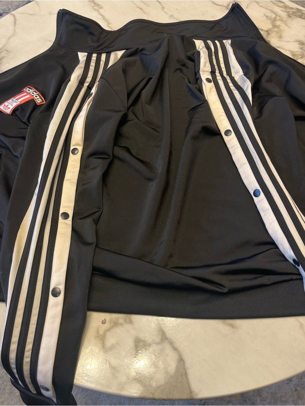 adidas Black Bomber Track Jacket with White Stripe Trim